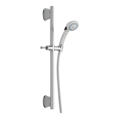 Click here to see Delta 51539-WHB Delta 2-Setting 2.50 GPM Handshower with 24in Adjustable Grab Bar and 70in Ultraflex Hose, ADA Certified Grab Bar and Slide Mechanism, White - 51539-WHB