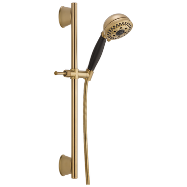 Click here to see Delta 51559-CZ Delta Universal Showering 5-Setting Hand Shower with Slide Bar, H2Okinetic, Touch-Clean, 1.75 GPM, Champagne Bronze - 51559-CZ
