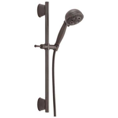 Click here to see Delta 51559-RB Delta Universal Showering 5-Setting Hand Shower with Slide Bar, H2Okinetic, Touch-Clean, 1.75 GPM, Venetian Bronze - 51559-RB