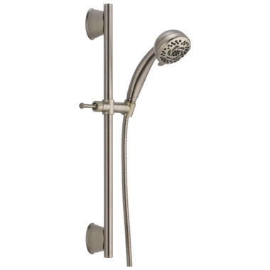 Click here to see Delta 51599-SSDS Delta 5-Setting Hand Shower with Slide Bar, Touch-Clean, WaterSense, 1.75 GPM, Stainless - 51599-SSDS