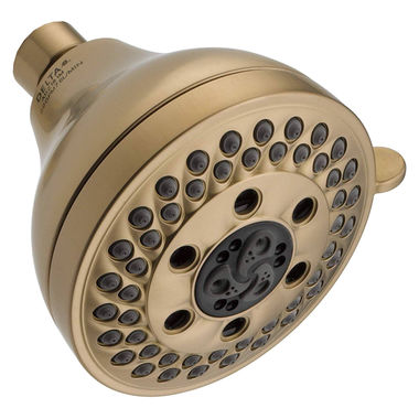 Click here to see Delta 52637-CZ18-PK Delta 4-3/16in H2OKinetic Five-Setting Shower Head, 1.75 GPM, Touch-Clean Nozzles, WaterSense, Brilliance Champagne Bronze - 52637-CZ18-PK