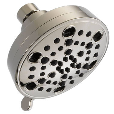 Click here to see Delta 52638-PN18-PK Delta Contemporary H2Okinetic 5-Setting Shower Head, 1.75 GPM, Touch-Clean, Round, WaterSense, Brilliance Polished Nickel - 52638-PN18-PK