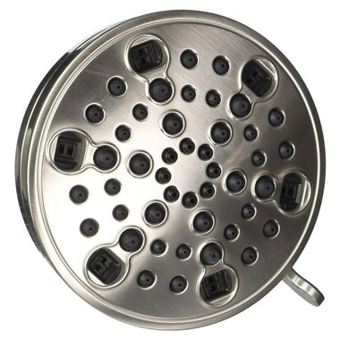 Click here to see Delta 52638-SS18-PK Delta Contemporary H2Okinetic 5-Setting Shower Head, 1.75 GPM, Touch-Clean Nozzles, Water-Efficient, Round, Brilliance Stainless - 52638-SS18-PK