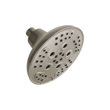 Click here to see Delta 52666-SS Delta H2Okinetic 5-Setting Transitional Raincan Round Shower Head, 1.75 GPM, Stainless - 52666-SS