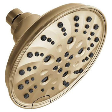 Click here to see Delta 52669-CZ Delta H2Okinetic 5-Setting WaterSense Touch-Clean Traditional Raincan Showerhead, Champagne Bronze - 52669-CZ