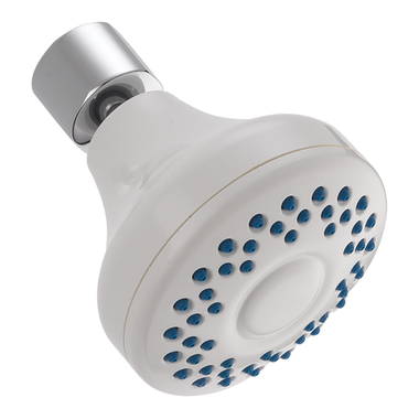 Click here to see Delta 52672-WH18-PK Delta Fundamentals Single-Setting Touch-Clean Shower Head, 1.75 GPM, Round, WaterSense, White - 52672-WH18-PK