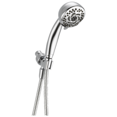 Click here to see Delta 54436-PK Delta Premium Five-Setting Hand Shower with Adjustable Shower Mount and 60in to 82in Stretchable Metal Hose, Touch-Clean, 1.75 GPM, Chrome - 54436-PK