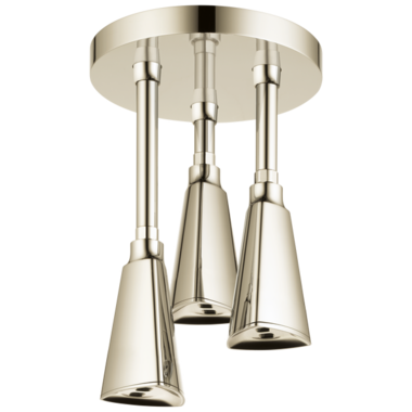 Click here to see Delta 57140-PN Delta H2Okinetic Single-Setting Adjustable Pendant Raincan Shower Head, WaterSense, 1.75 GPM, Polished Nickel - 57140-PN