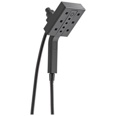 Click here to see Delta 58473-BL Delta In2ition 1.75 GPM 4-Spray Setting Two-in-One Handheld Shower, Square Face, H2Okinetic Technology, MagnaTite Docking, Matte Black - 58473-BL