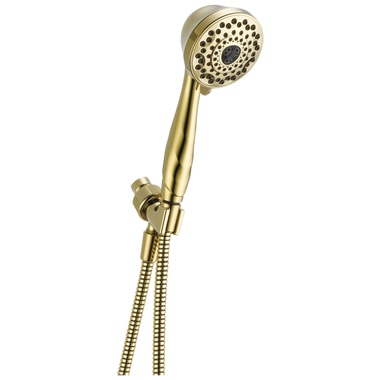 Click here to see Delta 59346-PB-PK Delta Premium 1.75 GPM 7-Setting Wall-Mount Handheld Shower with Touch-Clean Nozzles, WaterSense, Polished Brass - 59346-PB-PK