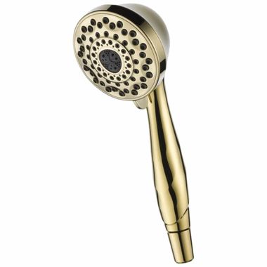 Click here to see Delta 59426-PB-PK Delta Premium Seven-Setting Touch-Clean 3in WaterSense Hand Shower, ADA, 1.75 GPM, Polished Brass - 59426-PB-PK
