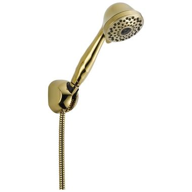 Click here to see Delta 59711-PB-PK DELTA 59711-PB-PK HANDHELD SHOWER WITH WALL MOUNT POLISHED BRASS