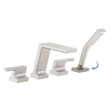 Click here to see Delta RP91928SS Delta RP91928SS Pivotal Hand Shower Base for Roman Tub - Stainless