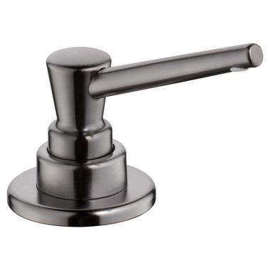 Click here to see Delta RP1001KS Delta 13oz Contemporary Soap and Lotion Dispenser, Round, Black Stainless - RP1001KS