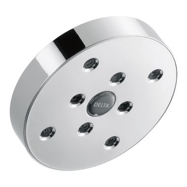 Click here to see Delta RP70175-20 Delta Ara Single-Function 5in Round Raincan Shower Head with H2Okinetic PowerDrench Spray, 2 GPM, WaterSense, Chrome - RP70175-20