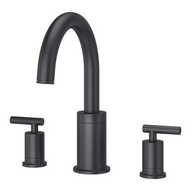 Click here to see Pfister RT6-5NCB Pfister Contempra Two-Handle Roman Tub Faucet Trim, 18 GPM, Lever Handles, High Arc, Pforever Seal, Matte Black - RT6-5NCB