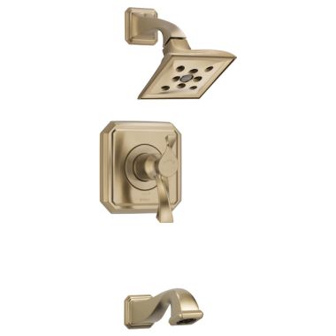 Click here to see Brizo T60430-GL Brizo Virage TempAssure Tub/Shower Faucet with Single-Function Raincan Showerhead, Thermostatic Cartridge, 1.75 GPM, Brilliance Luxe Gold - T60430-GL