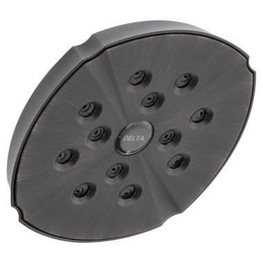 Click here to see Delta RP61265RB Delta Universal Showering Single-Setting Raincan Shower Head with H2Okinetic Technology, 1.75 GPM, Venetian Bronze - RP61265RB