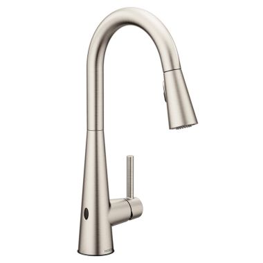 Click here to see Moen 7864EWSRS Moen Sleek Single Handle High Arc Pull-Down Kitchen Faucet w/ MotionSense Wave, Spot Resist Stainless - 7864EWSRS