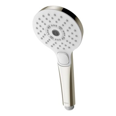 Click here to see Toto TBW01011U4#PN TOTO 4in Round Multi-Spray Hand Shower with Rubber Nozzles, Comfort Wave, Active Wave, Warm Spa, 1.75 GPM, Polished Nickel - TBW01011U4#PN