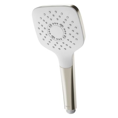 Click here to see Toto TBW02010U4#BN TOTO 4in Square Single-Spray Hand Shower with Rubber Nozzles, Comfort Wave Technology, 1.75 GPM, Brushed Nickel - TBW02010U4#BN