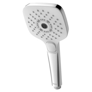 Click here to see Toto TBW02015U4#CP TOTO 4in Square Multi-Spray Hand Shower with Rubber Nozzles, Comfort Wave, Active Wave, Warm Spa, 1.75 GPM, Polished Chrome - TBW02015U4#CP