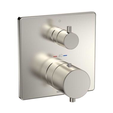 Click here to see Toto TBV02404U#BN TOTO Thermostatic Mixing Valve Trim w/ 2-Way Diverter, Square, Brushed Nickel - TBV02404U#BN