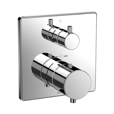 Click here to see Toto TBV02404U#CP TOTO Thermostatic Mixing Valve Trim w/ 2-Way Diverter, Square, Polished Chrome - TBV02404U#CP