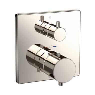 Click here to see Toto TBV02404U#PN TOTO Thermostatic Mixing Valve Trim w/ 2-Way Diverter, Square, Polished Nickel - TBV02404U#PN