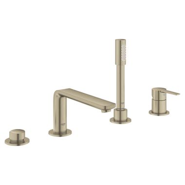 Click here to see Grohe 19577EN1 Grohe Lineare Single-Handle Roman Tub Faucet with Sena Stick Hand Shower, 4 Hole, SpeedClean Nozzles, SilkMove Ceramic Cartridge, Brushed Nickel - 19577EN1