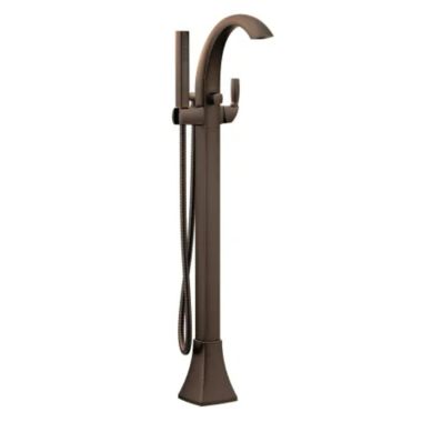Click here to see Moen 695ORB Moen Voss 6 GPM Single-Handle Freestanding Tub Filler with 1.75 GPM Single-Function Hand Shower, 59in Metal Hose, Oil Rubbed Bronze - 695ORB