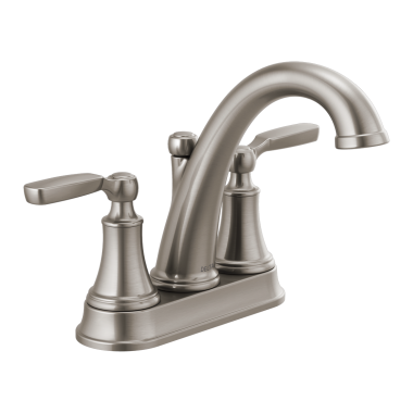 Click here to see Delta 2532LF-SSMPU Delta Woodhurst Two-Handle Centerset Bathroom Faucet with Metal Pop-Up, Deck Mount, Lever Handles, 1.2 GPM, Stainless - 2532LF-SSMPU