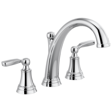 Click here to see Delta T2732 Delta Woodhurst Two-Handle Roman Tub Faucet Trim, Arc Spout, Lever Handles, ADA-Compliant, Chrome - T2732