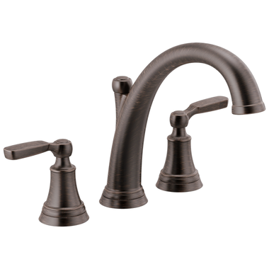Click here to see Delta T2732-RB Delta Woodhurst Two-Handle Roman Tub Faucet Trim, Arc Spout, Lever Handles, ADA-Compliant, Venetian Bronze - T2732-RB