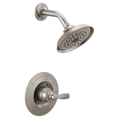 Click here to see Delta T14232-SS Delta Woodhurst Monitor 14 Series Single-Setting Rain Shower Faucet, Touch-Clean, 1.75 GPM, Single Lever Handle, ADA, Stainless - T14232-SS
