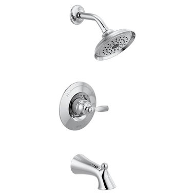 Click here to see Delta T14432 Delta Woodhurst Monitor 14 Series Single-Handle Tub/Shower Faucet with Rain Showerhead, Touch-Clean, 1.75 GPM, Lever Handle, Chrome - T14432