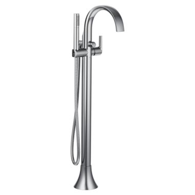Click here to see Moen S3105 Moen Doux 6 GPM Single-Handle Freestanding Tub Filler with 1.75 GPM Single-Function Hand Shower, 59in Metal Hose, Polished Chrome - S3105
