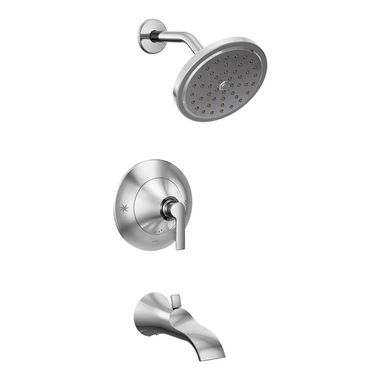 Click here to see Moen TS2203 Moen Doux Posi-Temp Tub/Shower Faucet 2.5 Rainshower, 1-Function, Single Lever Handle, M-PACT, Immersion, Chrome - TS2203