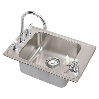 Click here to see Elkay DRKADQ251755C Elkay DRKADQ251755C Lustertone Stainless Steel Single Bowl Sink Package
