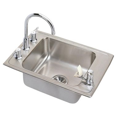 Click here to see Elkay DRKADQ222065C Elkay DRKADQ222065C Lustertone Stainless Steel Single Bowl Sink Package