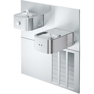 Click here to see Elkay EROM28K Elkay EROM28K Soft Sides Bi-Level Wall-Mounted Hands-Free Fountain - 8 GPH, Stainless