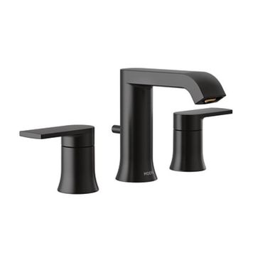 Click here to see Moen T6708BL Moen Genta Two-Handle Widespread Bathroom Faucet, 1.2 GPM, Watersense, ADA, Matte Black - T6708BL