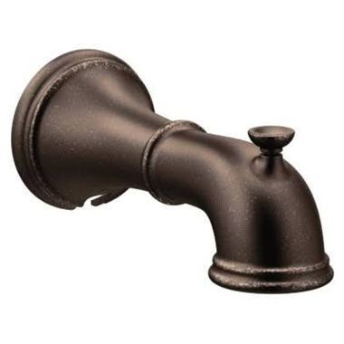 Click here to see Moen 185820ORB Moen Belfield 7-3/4in Wall-Mount Oil-Rubbed Bronze Metal Tub Spout w/ Pull-Up Diverter, 1/2in Slip Fit-CC Connection - 185820ORB