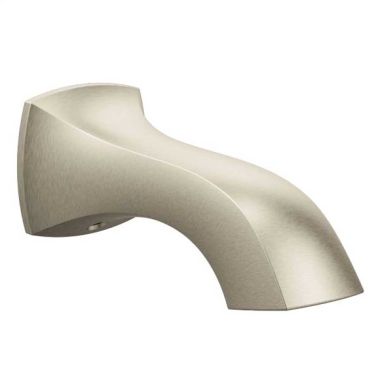 Click here to see Moen 191956BN Moen Voss 7-3/4-inch Wall Mounted Brushed Nickel Non-Diverter Tub Spout with 1/2-inch Connecion Size, Slip Fit - 191956BN