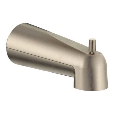 Click here to see Moen 3839BN Moen Rizon Wall Mounted Brushed Nickel Tub Spout with Pull-Up Diverter, 1/2-inch Connection Size, Slip Fit - 3839BN