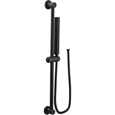 Click here to see Moen 3887EPBL Moen Single-Function Hand Shower with 30in Slide Bar, Eco-Performance, 1.75 GPM, WaterSense-Certified, Matte Black - 3887EPBL
