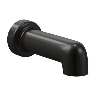 Click here to see Moen 3892BL Moen Level 6-inch Wall Mounted Matte Black Non-Diverter Tub Spout, 1/2-inch Connection Size, Slip Fit - 3892BL