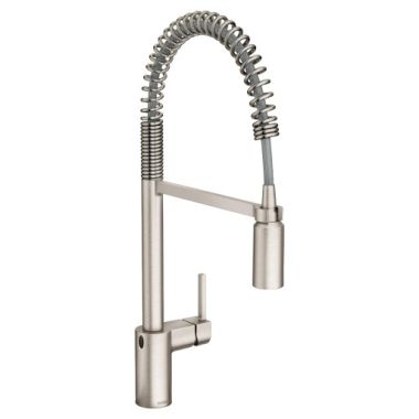Click here to see Moen 5923EWSRS Moen Align Single-Handle Pre-Rinse Spring Pull-Down Kitchen Faucet w/ MotionSense Wave, Spot Resist Stainless - 5923EWSRS