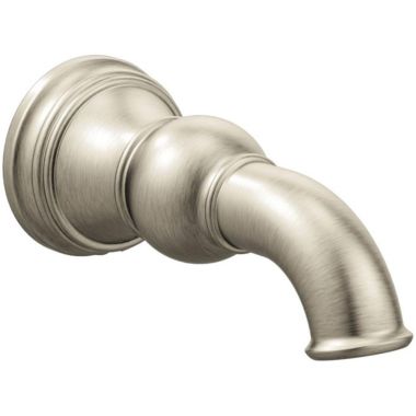 Click here to see Moen S12105BN Moen Weymouth Wall Mounted Brushed Nickel Non-Diverter Tub Spout, 1/2-inch Connection Size, Slip Fit - S12105BN