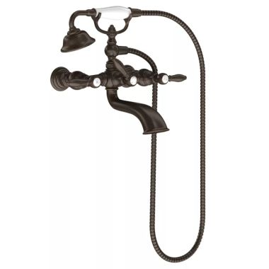 Click here to see Moen S22110ORB Moen Weymouth Two-Handle Dual-Mount Tub Filler Trim with 1.75 GPM One-Function Hand Shower, Lever Handles, Oil Rubbed Bronze - S22110ORB